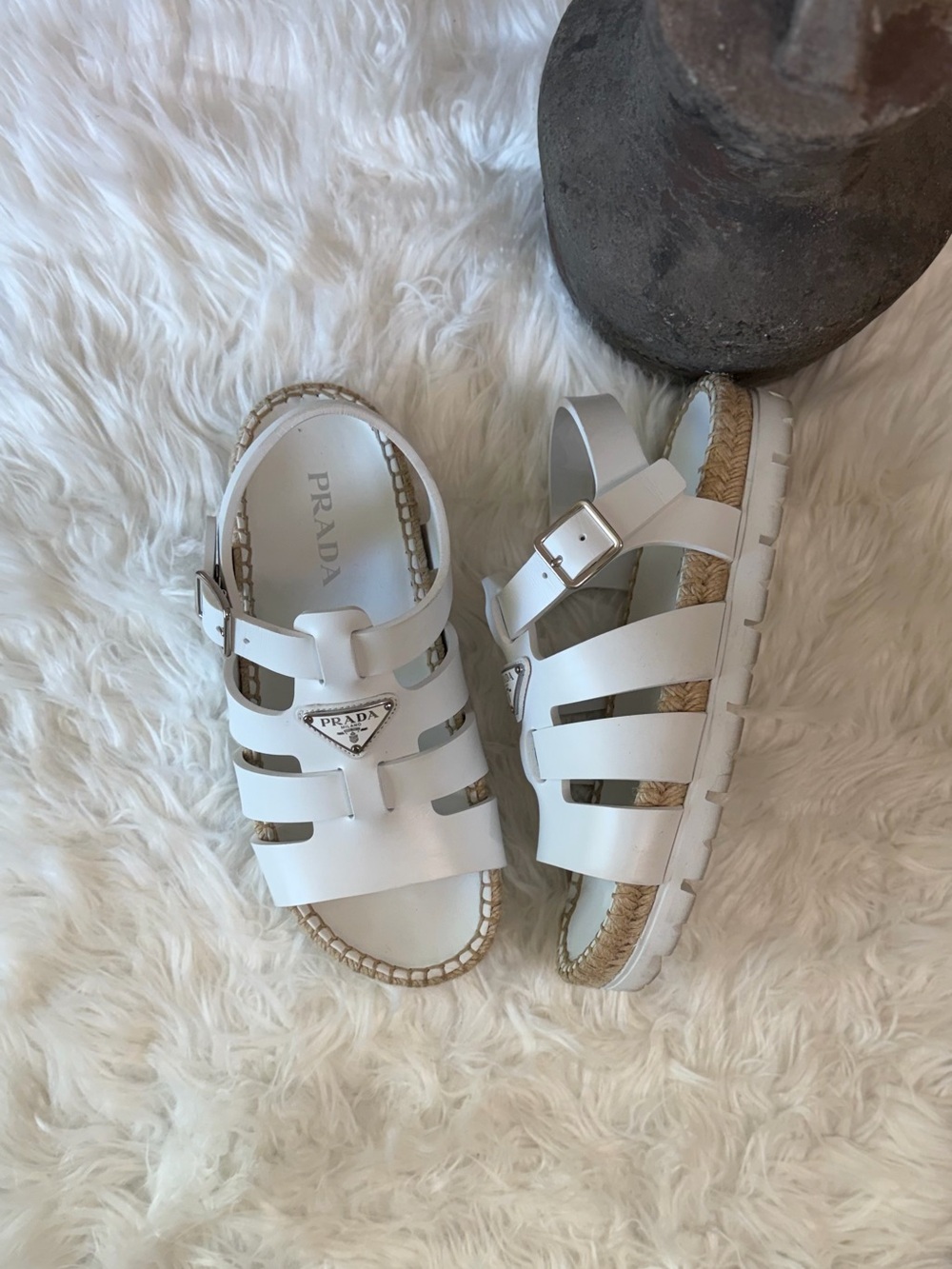 PRADA MONOLITH RUBBER SANDALS - Picture 1 of 8
